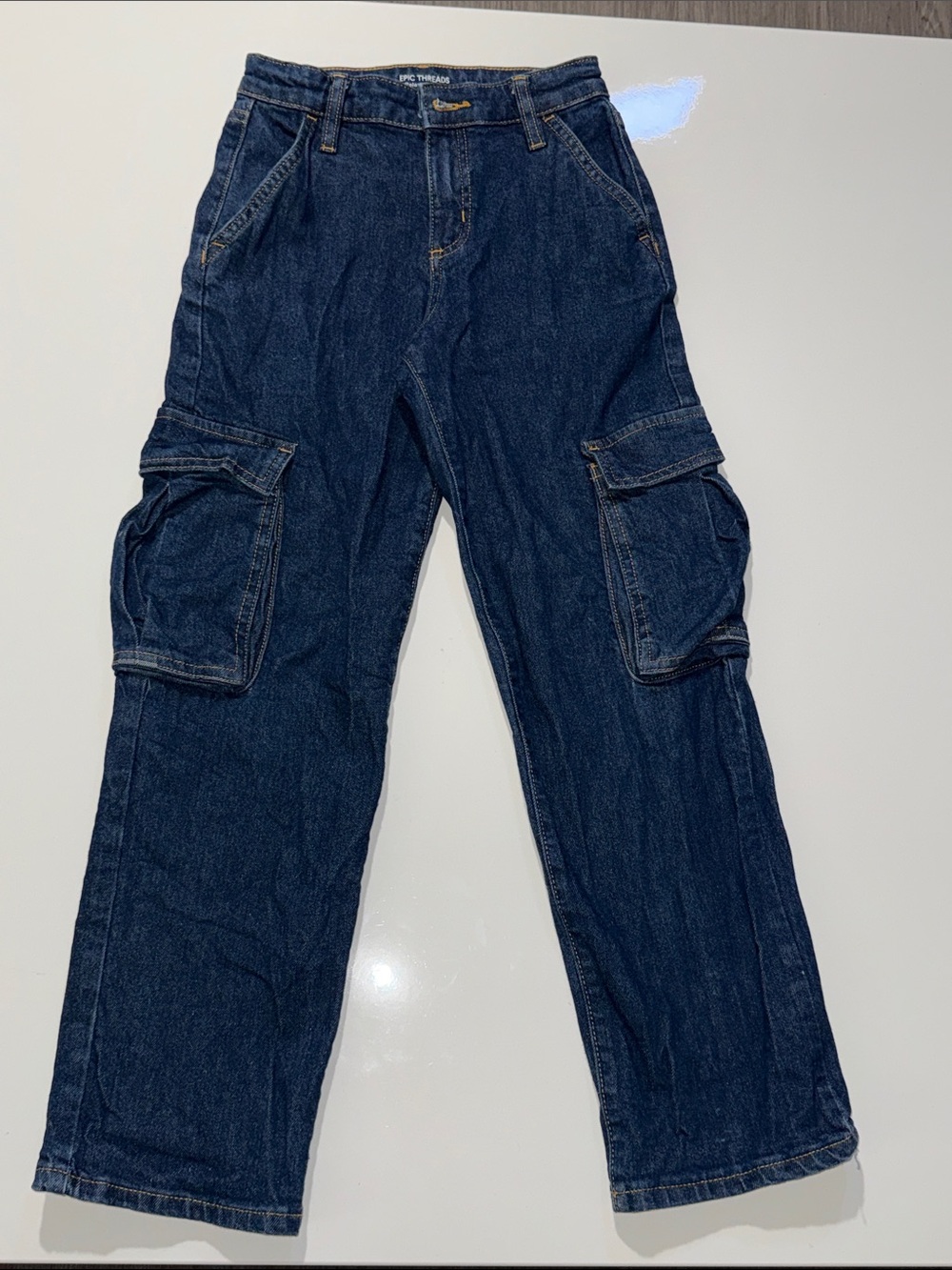 Epic Threads Dark Blue Cargo Jeans with Side Pockets